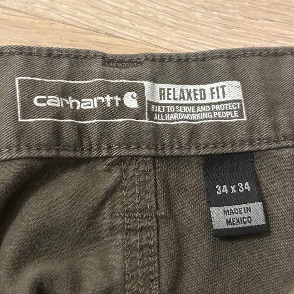 Carhartt B324 DFE Relaxed Fit Carpenter Pants Dark Olive Green 34x34 Mens - Picture 6 of 8